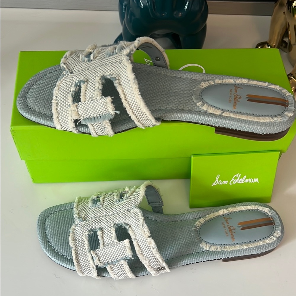 Sam Edelman White and Gray Sandals